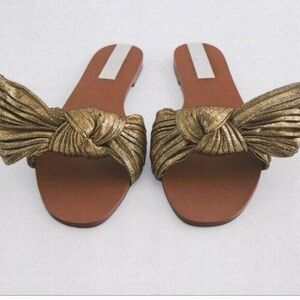Zara gold metallic bow sandals size 39